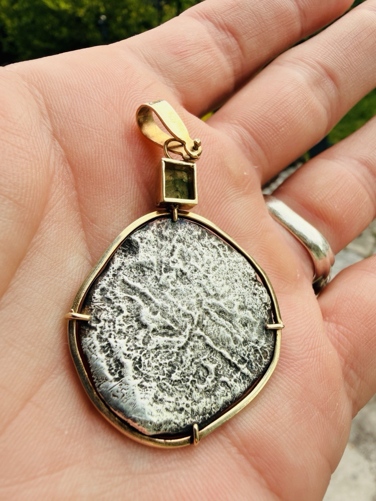 Authentic Atocha 8 Reales Pendant 14k Gold Bezel Emerald with COA Shipwreck Coin