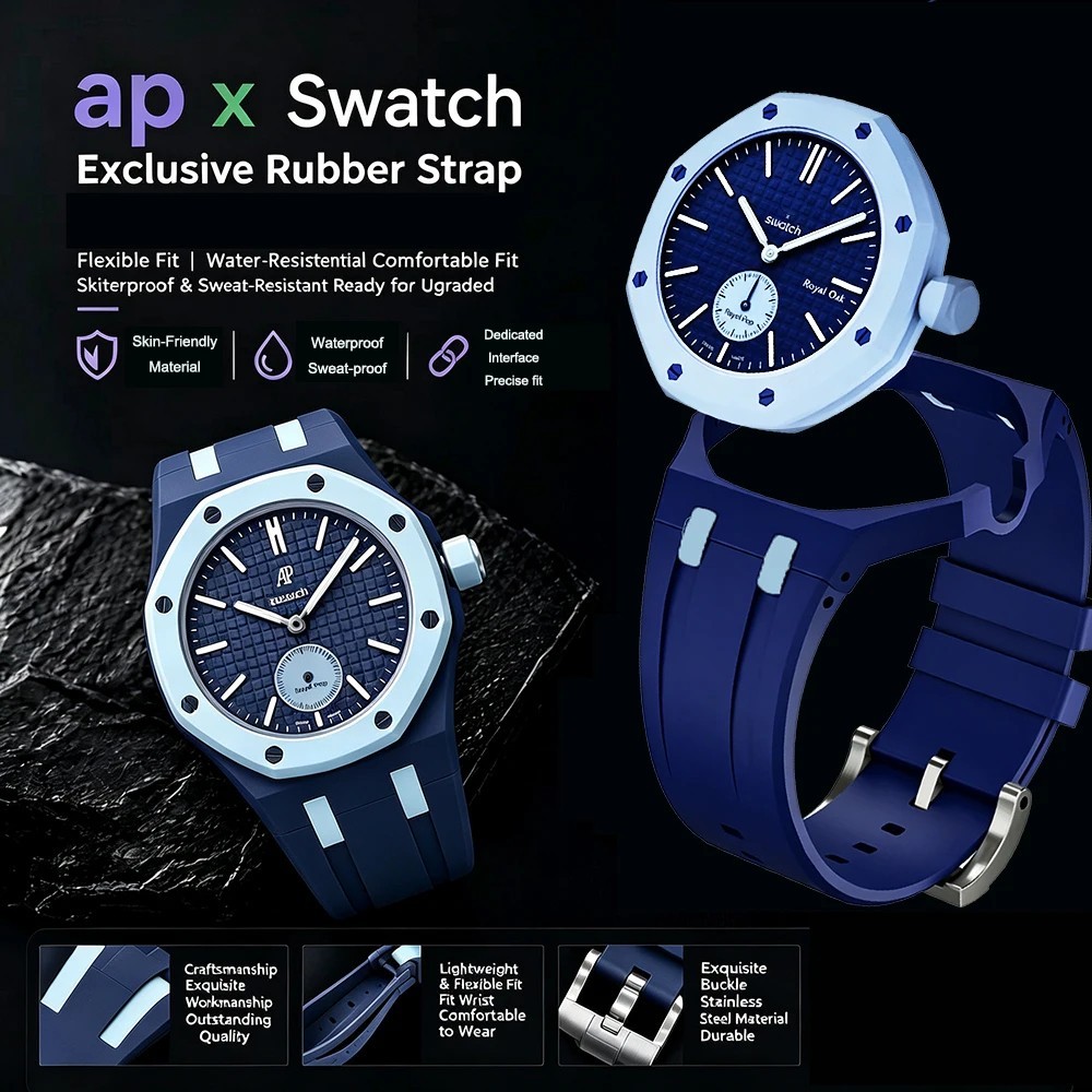 Strap For Swatch x AP Royal POP Silicone Watch Case, Changer To Wristwatch