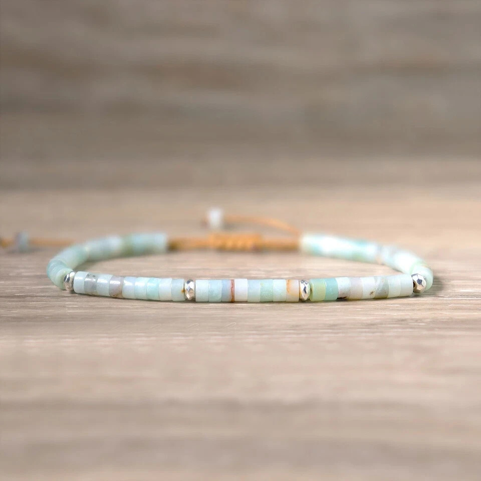 4mm Beads Natural Amazonite Crystal Gemstone Dainty Bracelet Healing Energy Gift