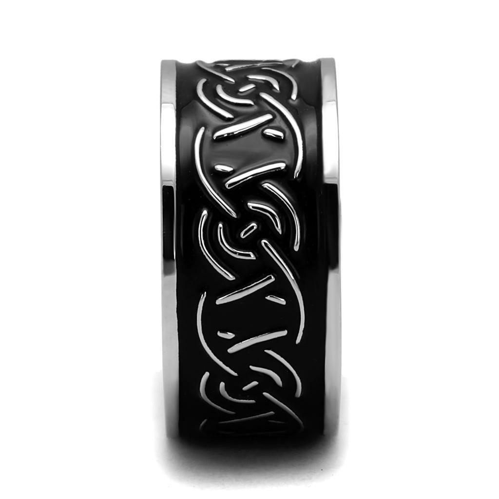 TK2922 – High polished (no plating) Stainless Steel Ring with Epoxy in Jet