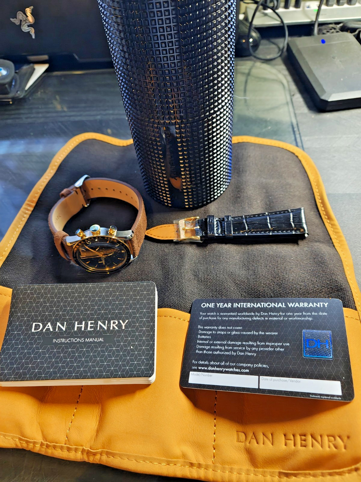 Dan Henry 1962 Racing Chronograph, Gilt, Ltd Ed, 39mm Mechaquartz New/Unworn B&P