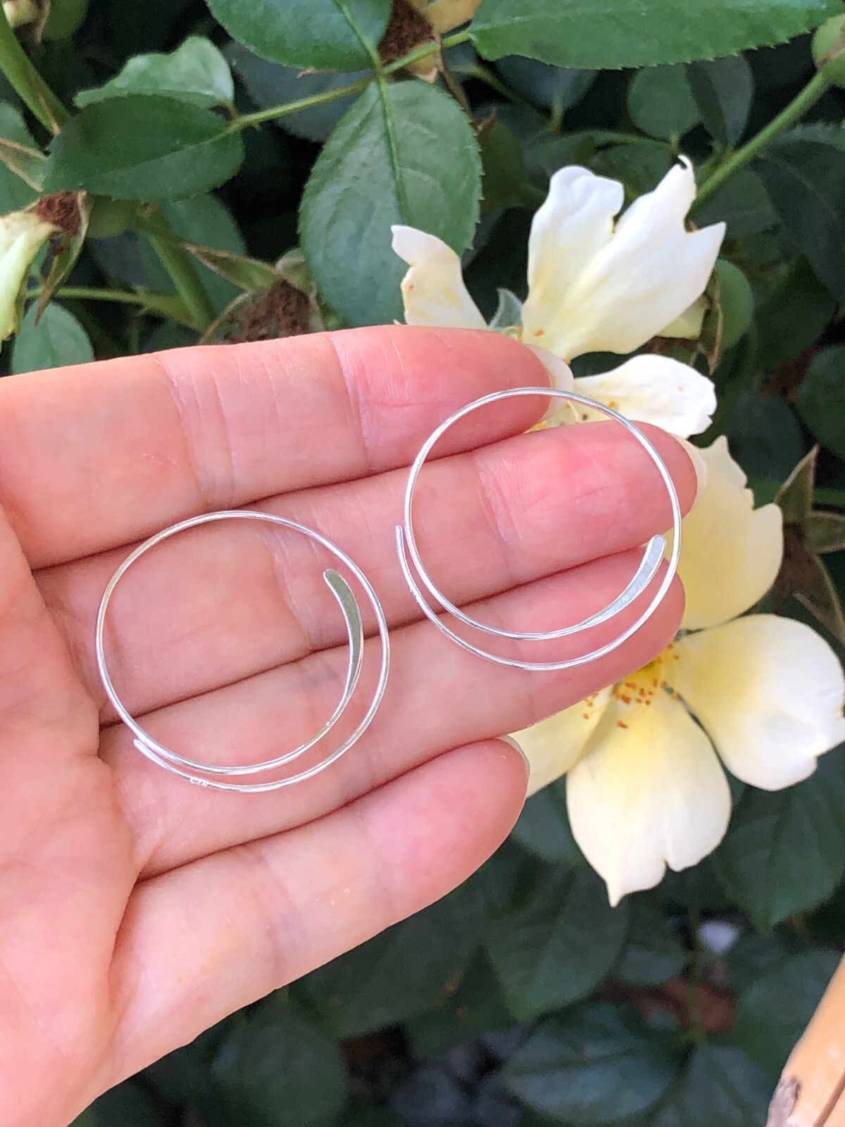 925 Sterling Silver Swirl Spiral Threader Hoop Earrings Thin Wire 30mm(1.18″)