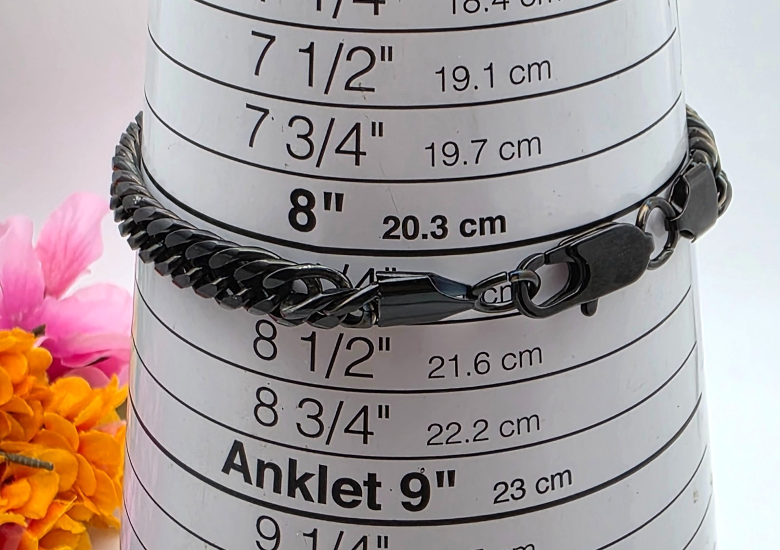 Steel Time Black Stainless Steel Curb Chain Necklace Bracelet Set 24in 8.25in