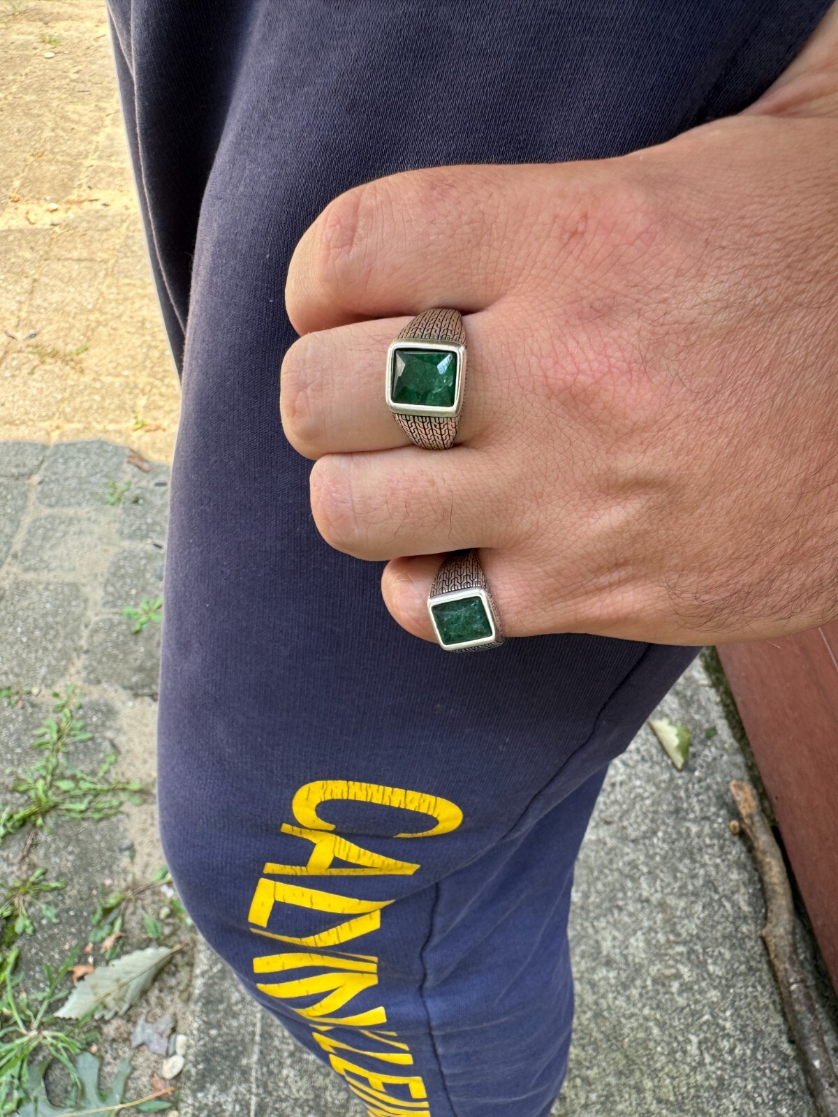 6ct Natural Green Emerald Real Genuine Gemstone Mens Real Solid 925 Silver Ring