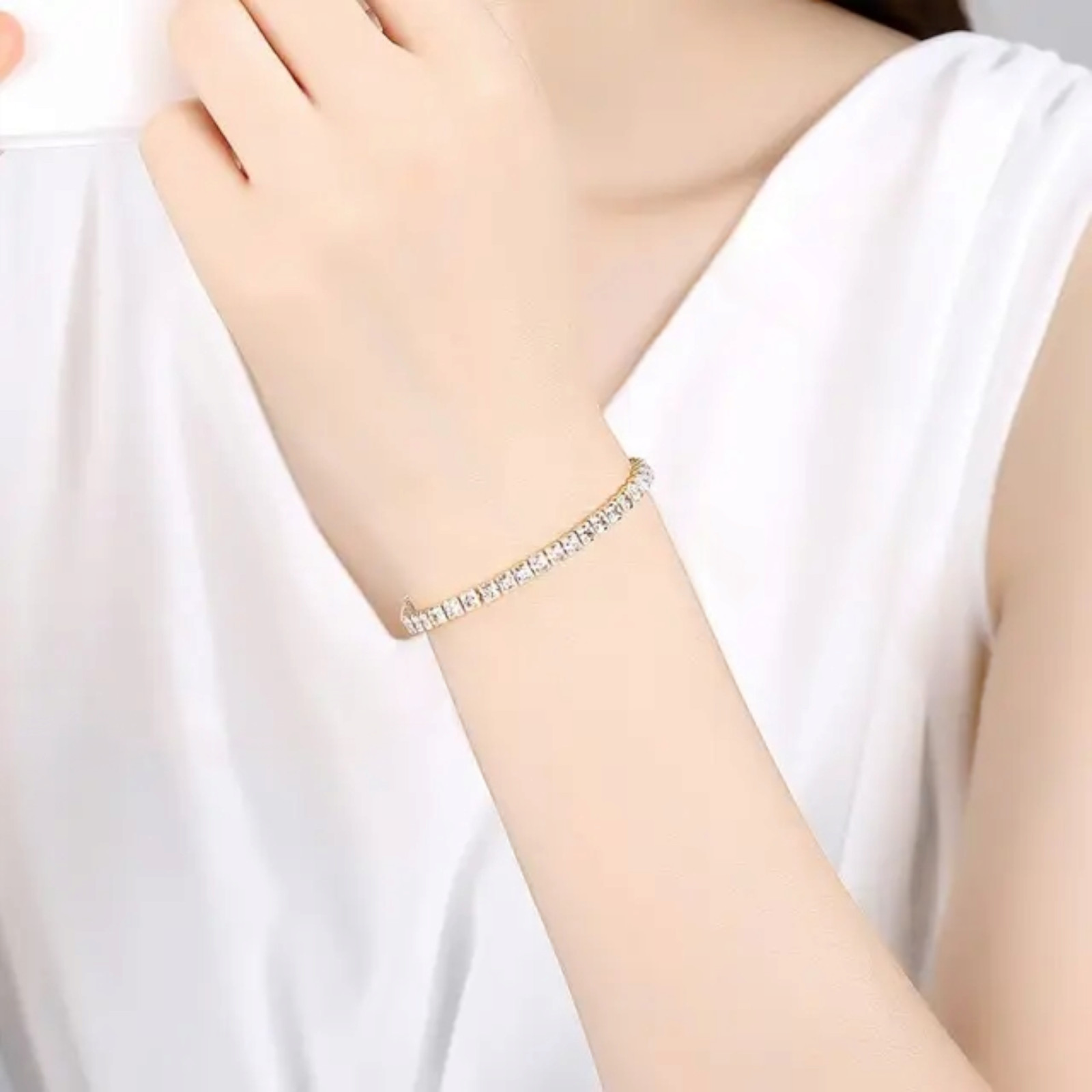 Tennis Bracelet With Cubic Zirconia Hip Hop Jewelry Unisex Gold Plated For Women