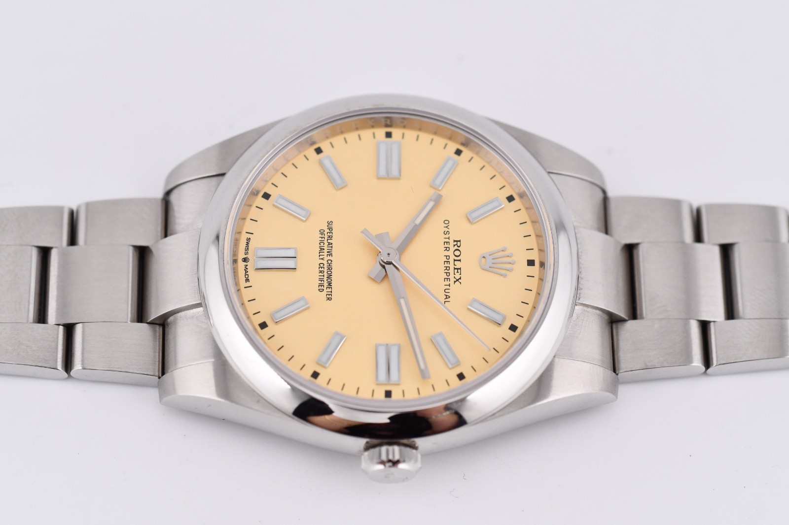 Rolex Oyster Perpetual 41mm Ref. 124300 Custom Beige Dial Box and Paper