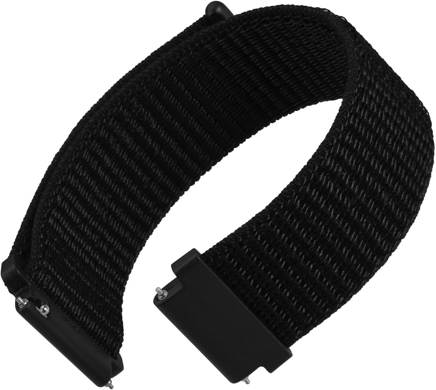 20mm Adjustable Nylon Watch Band – Quick Release Sport Loop Strap in Black