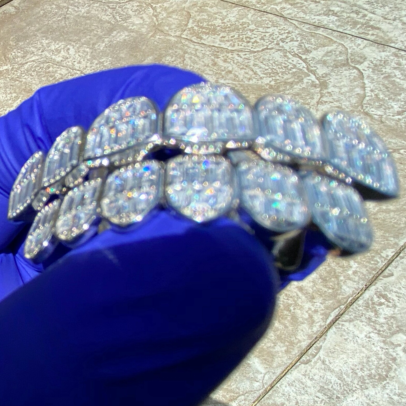 Real 925 Sterling Silver Grillz Set Iced Baguette CZ Flooded Out 6 on 6 Teeth