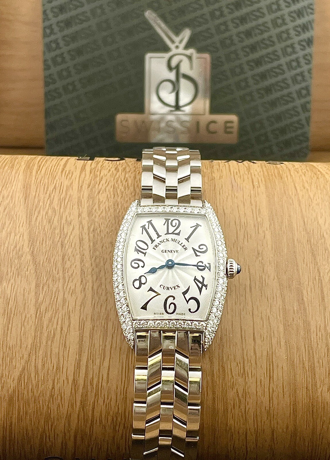 Franck Muller Curvex 29mm Custom Iced Out w/4ct Diamonds Watch Ref 1752QZ