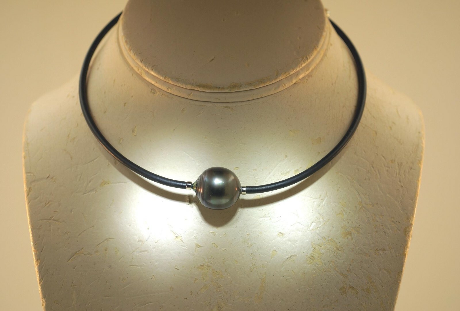 16.0MM TAHITIAN BLACK PEARL AKOYA 925 SILVER BLACK LEATHER CHOKER ADJ 16″-20″ #2
