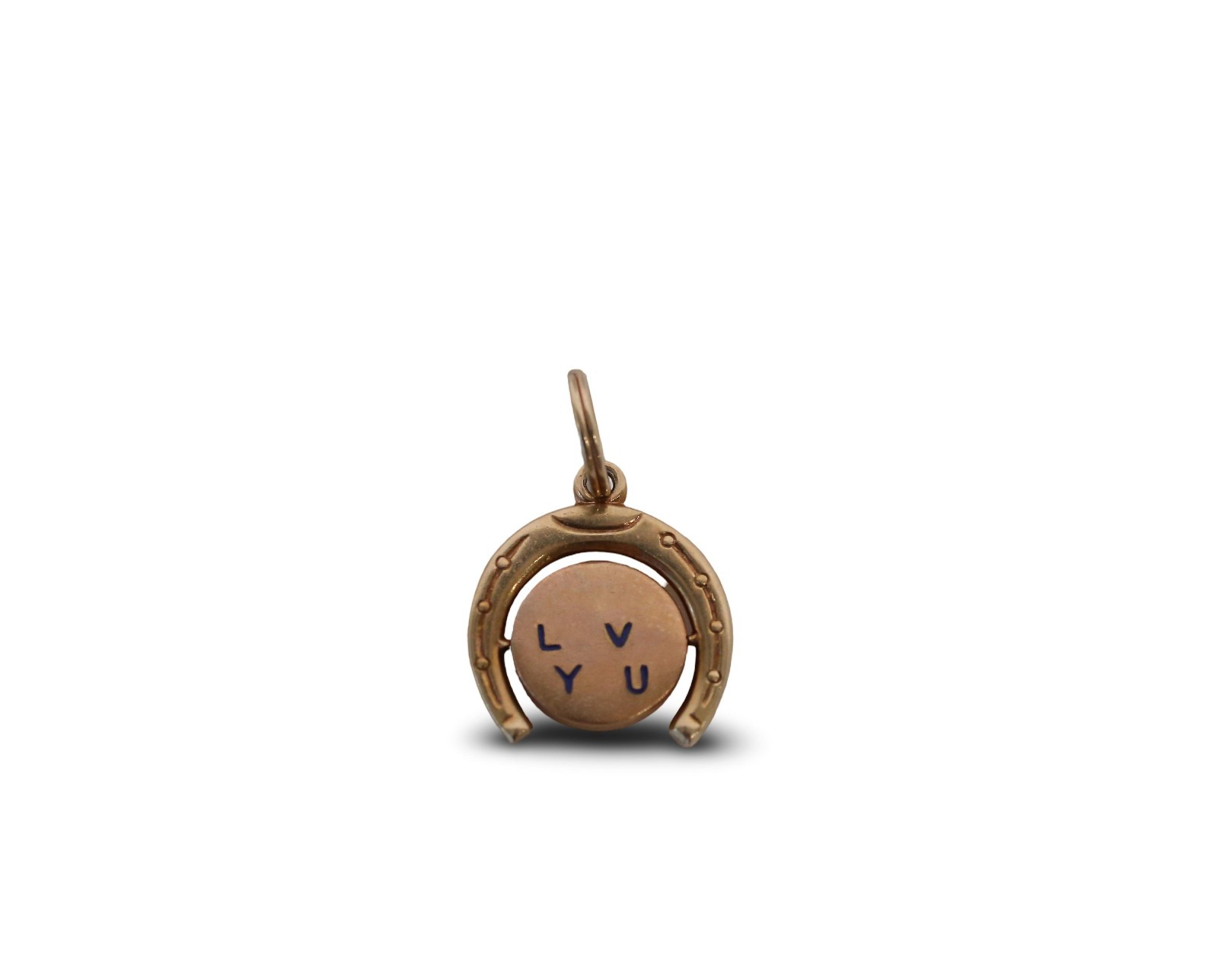Vintage 14k Gold Horseshoe I LOVE YOU Spinner Charm, 3.2 Grams