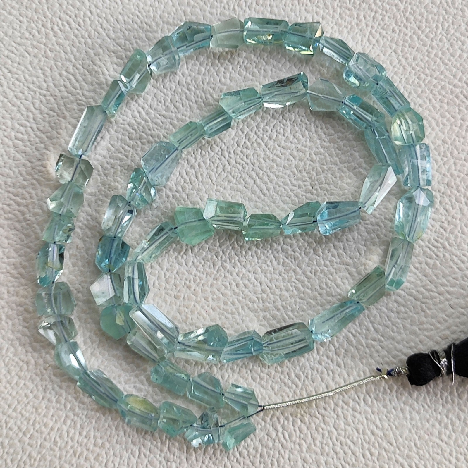 Natural Blue Aquamarine Faceted Nugget Beads 7-9mm 16″ Strand Brazil Jewelry DIY