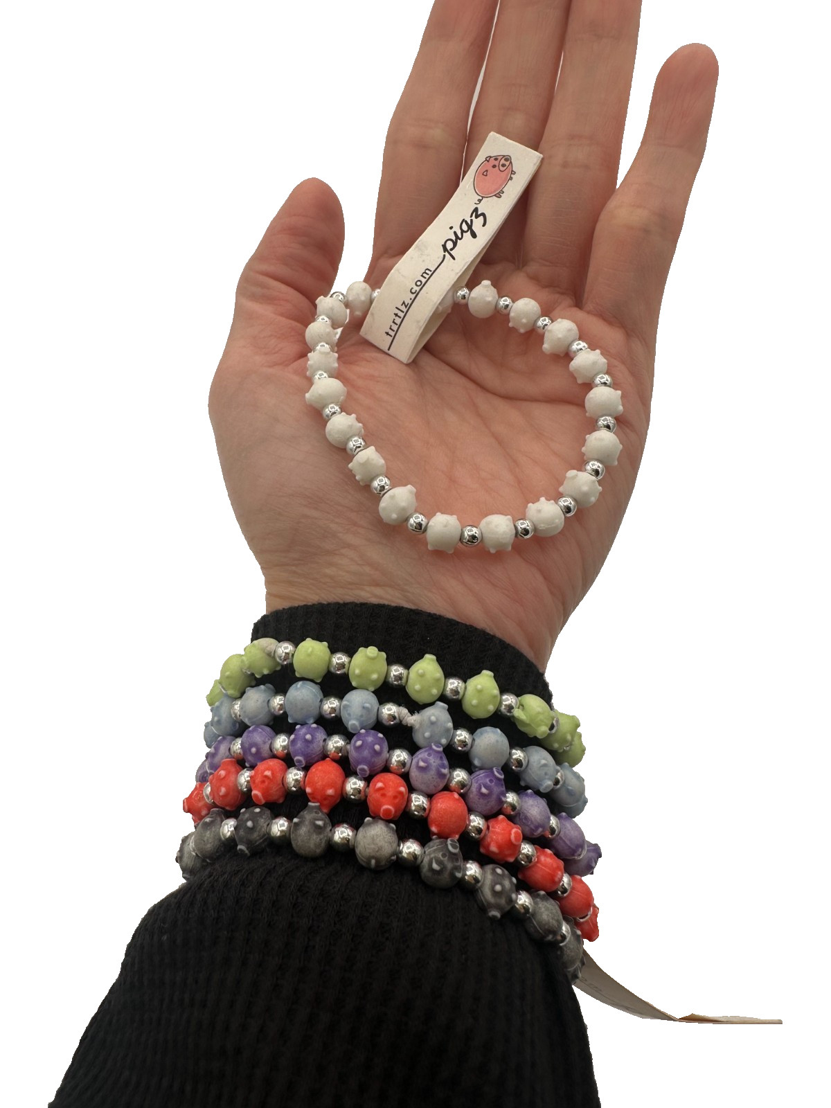 NL-TRRTLZ Beaded Bracelets – Colorful pig, Character & Animal Stretch Charms