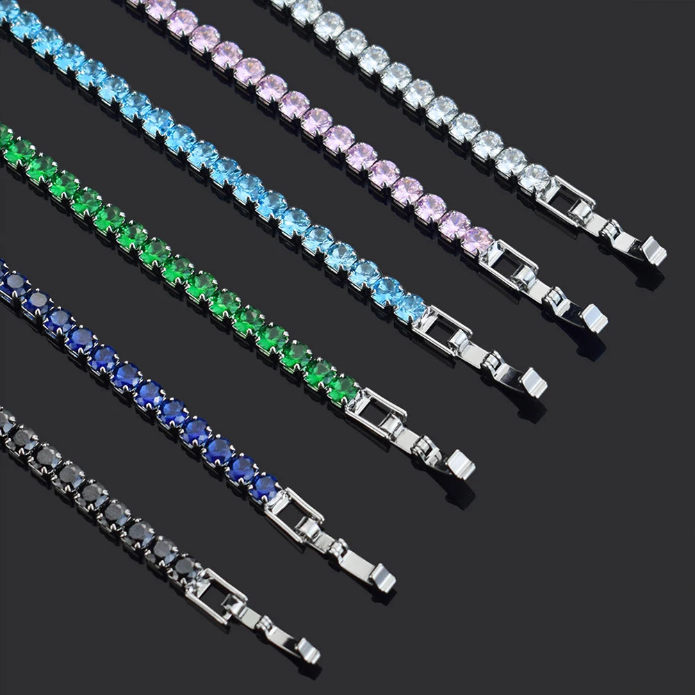 4Mm Micro-Inlaid Zircon Tennis Bracelet for Women 2025 New Men Bracelet Homme Je