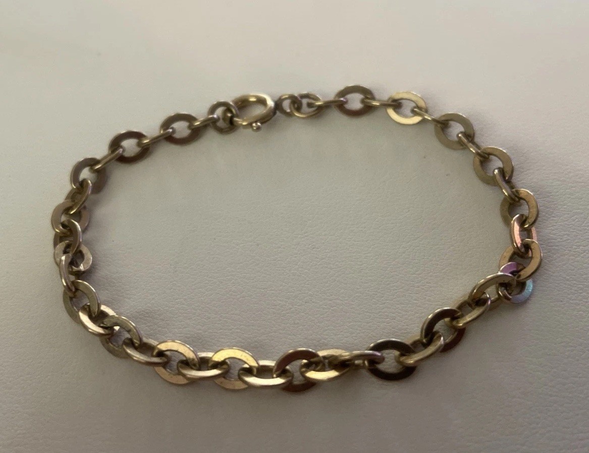 Vintage 12K Gold Filled Oval Link Chain Bracelet 7.25″