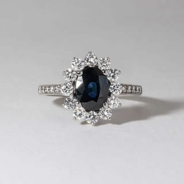 3.94 Ct Oval Cut Natural Sapphire Diamond Engagement Ring 14K Solid White Gold 5