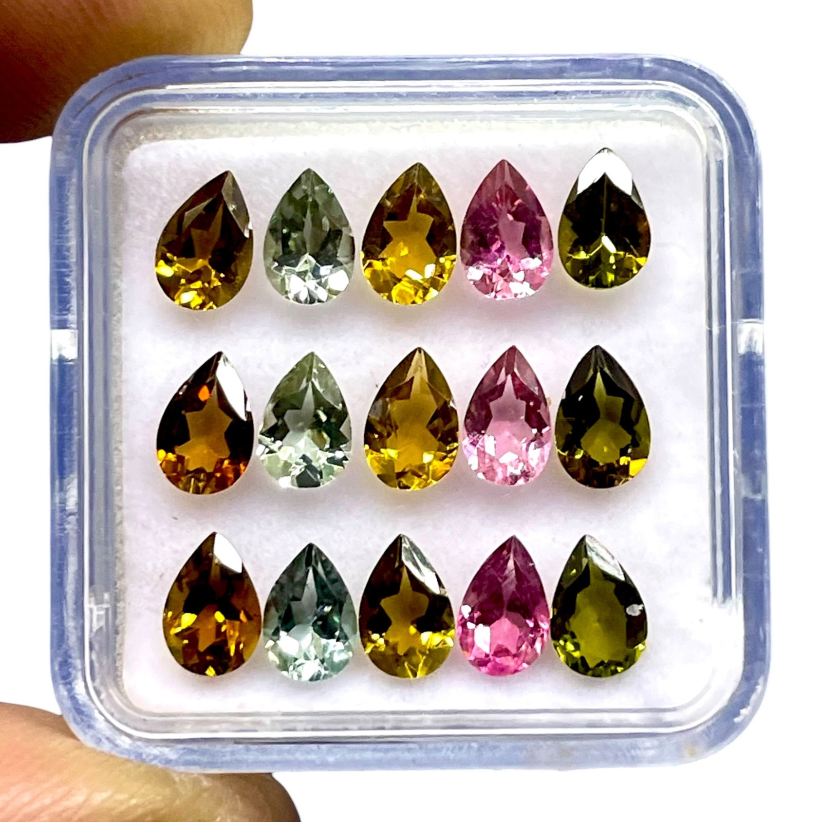 VVS 15 Pcs Natural Multi Tourmaline 6x4mm Pear Cut Loose Untreated Gemstones Lot