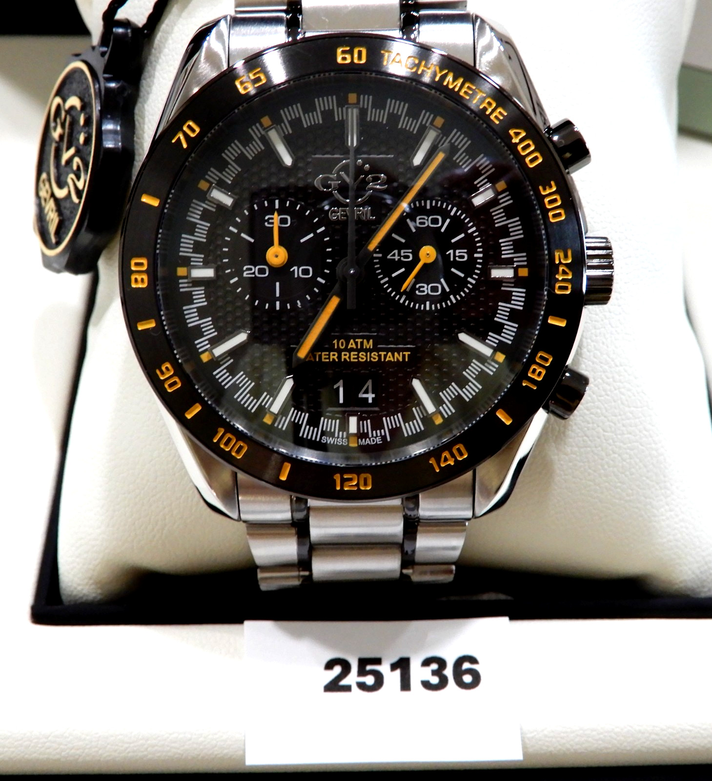 New In Box! WILL NOT LAST! GV2 Men’s FRECCIA CHRONOGRAPH-Swiss Quartz-Black Dial
