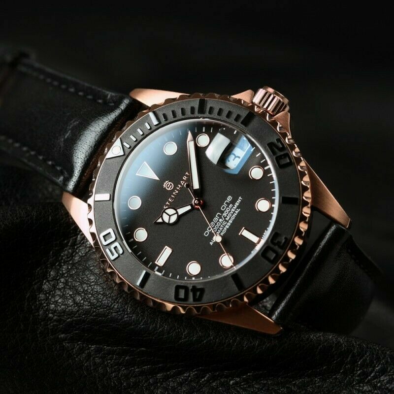 Steinhart Ocean One PINK GOLD Ceramic Bezel Automatic Swiss Dive Watch 103-0746