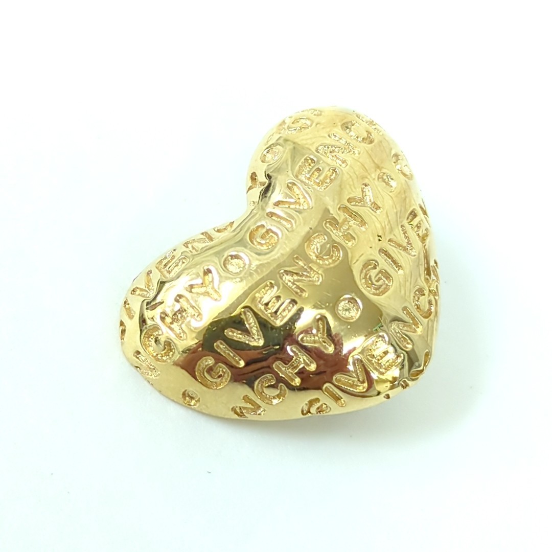 Vintage Givenchy Gold Tone Heart Clip On Earrings Bijoux Logomania 03772301
