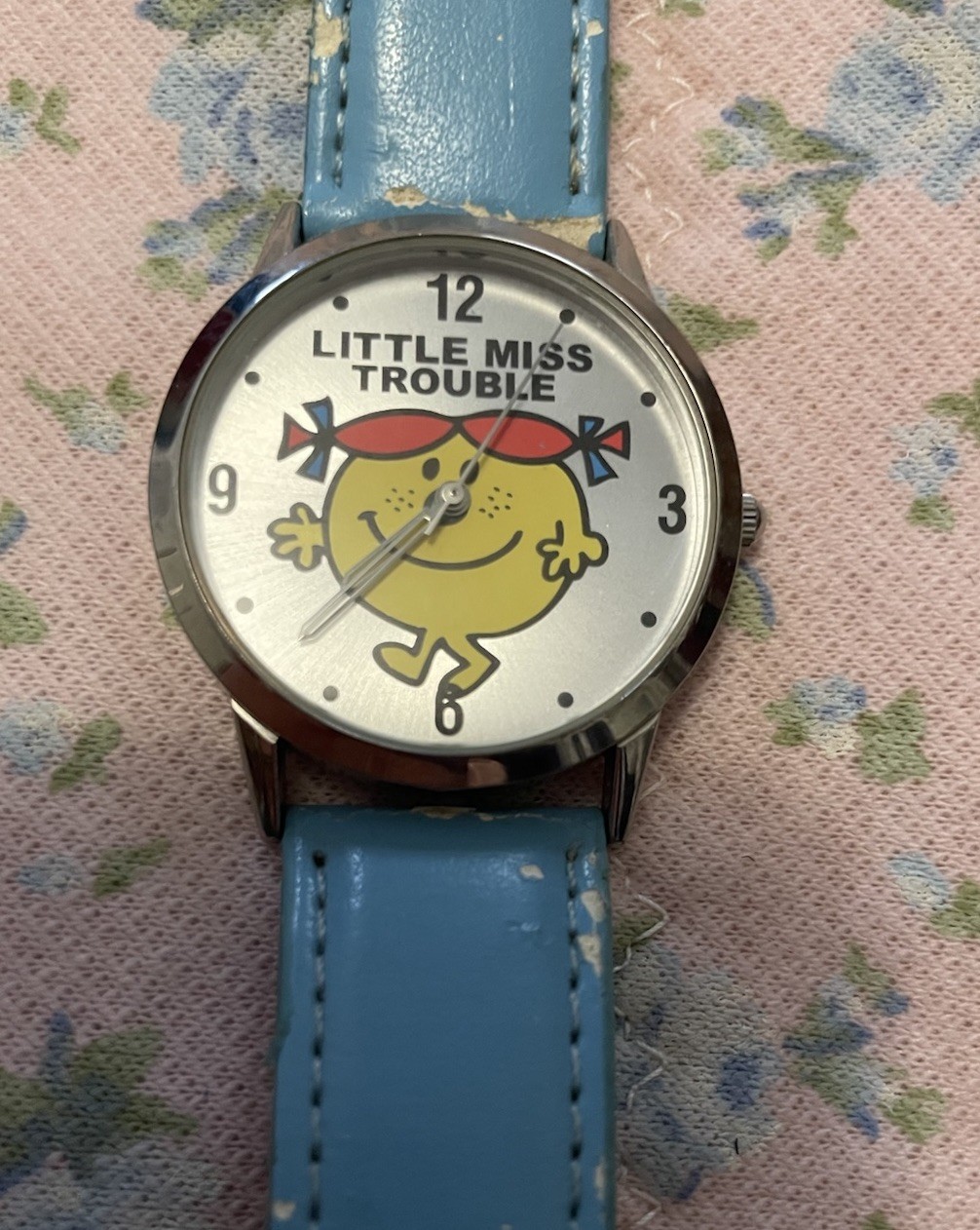 [Mr. Men] Little Miss Trouble Silver Tone Watch Blue Band Quartz