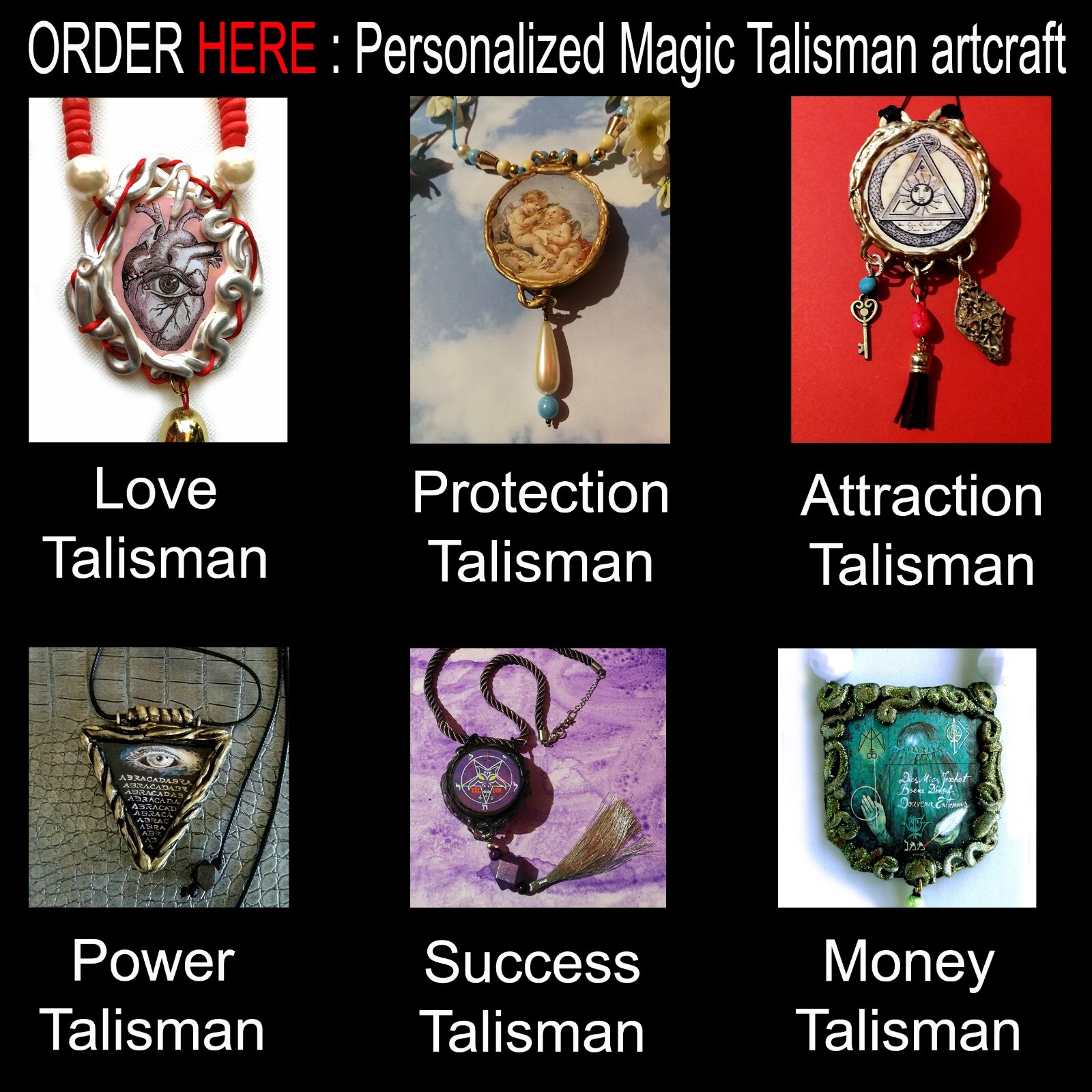 Black Magic Talisman Skull Bones Charm Amulet Dark Pendant Occult Symbol Voodoo