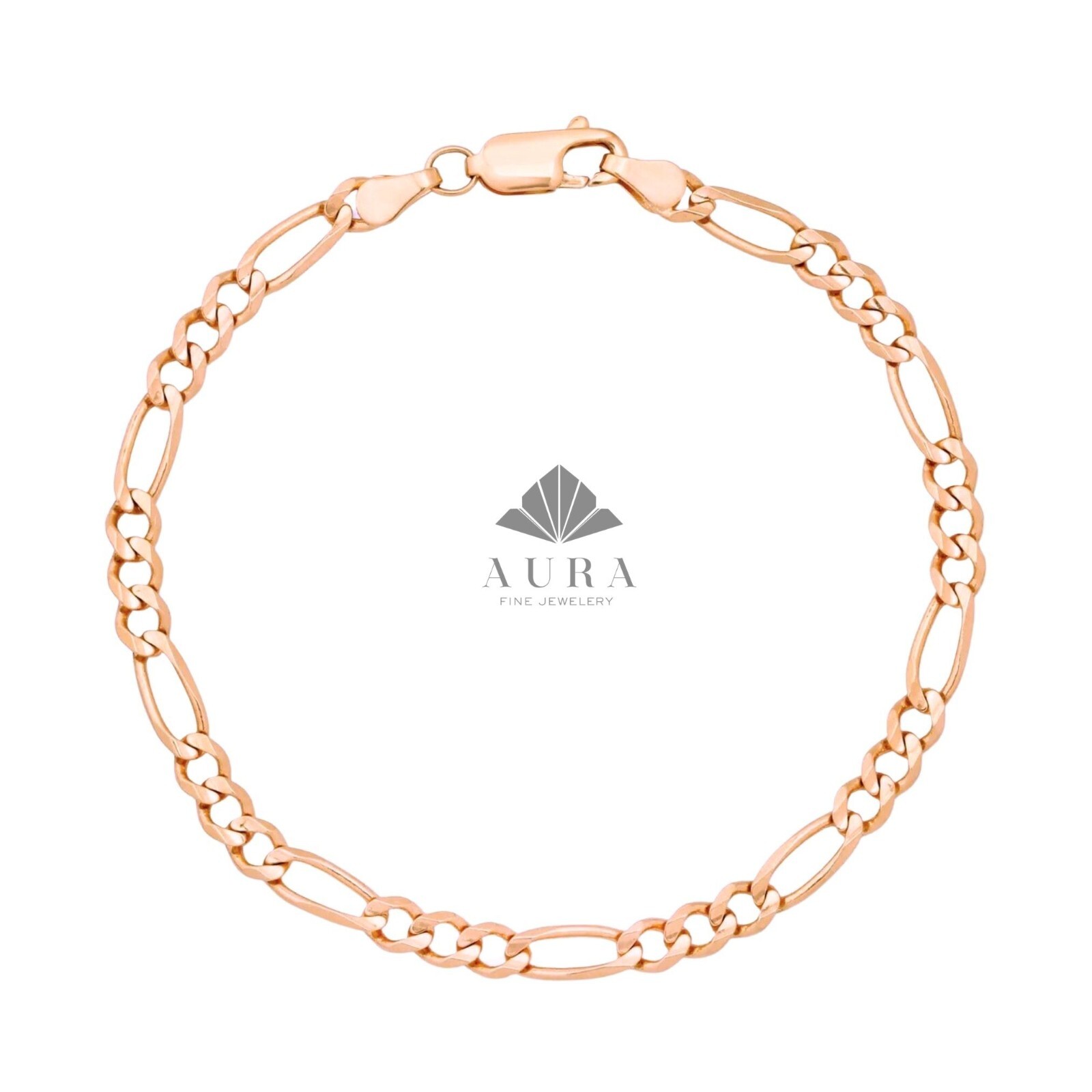 14K Gold Figaro Chain Anklet, 2mm 3mm 4mm 5mm Genuine Gold Chain Anklets, Gold