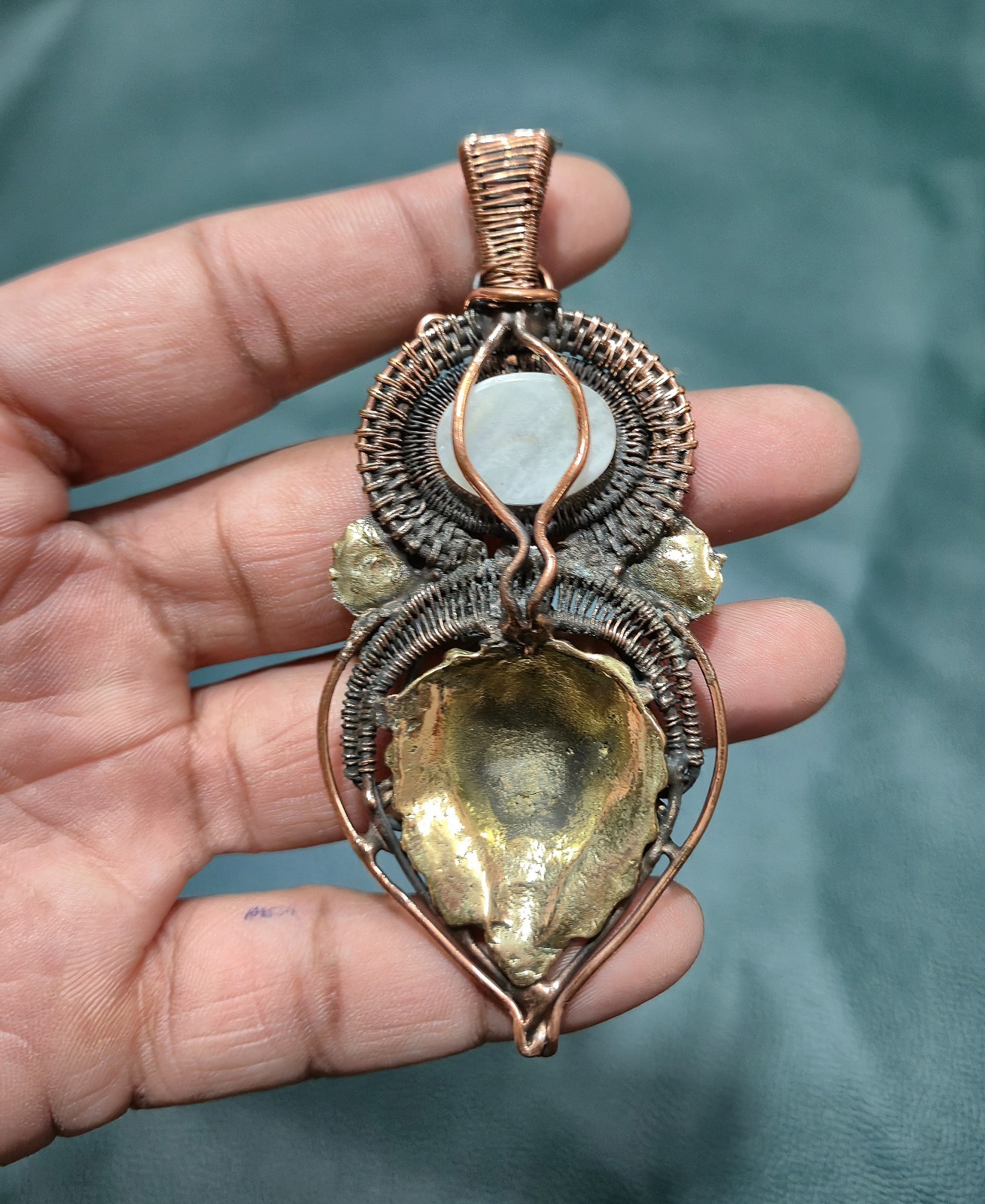 Moonstone Lion Face Pendant Wire Wrapped Pendant Handmade Jewelry Wedding gift