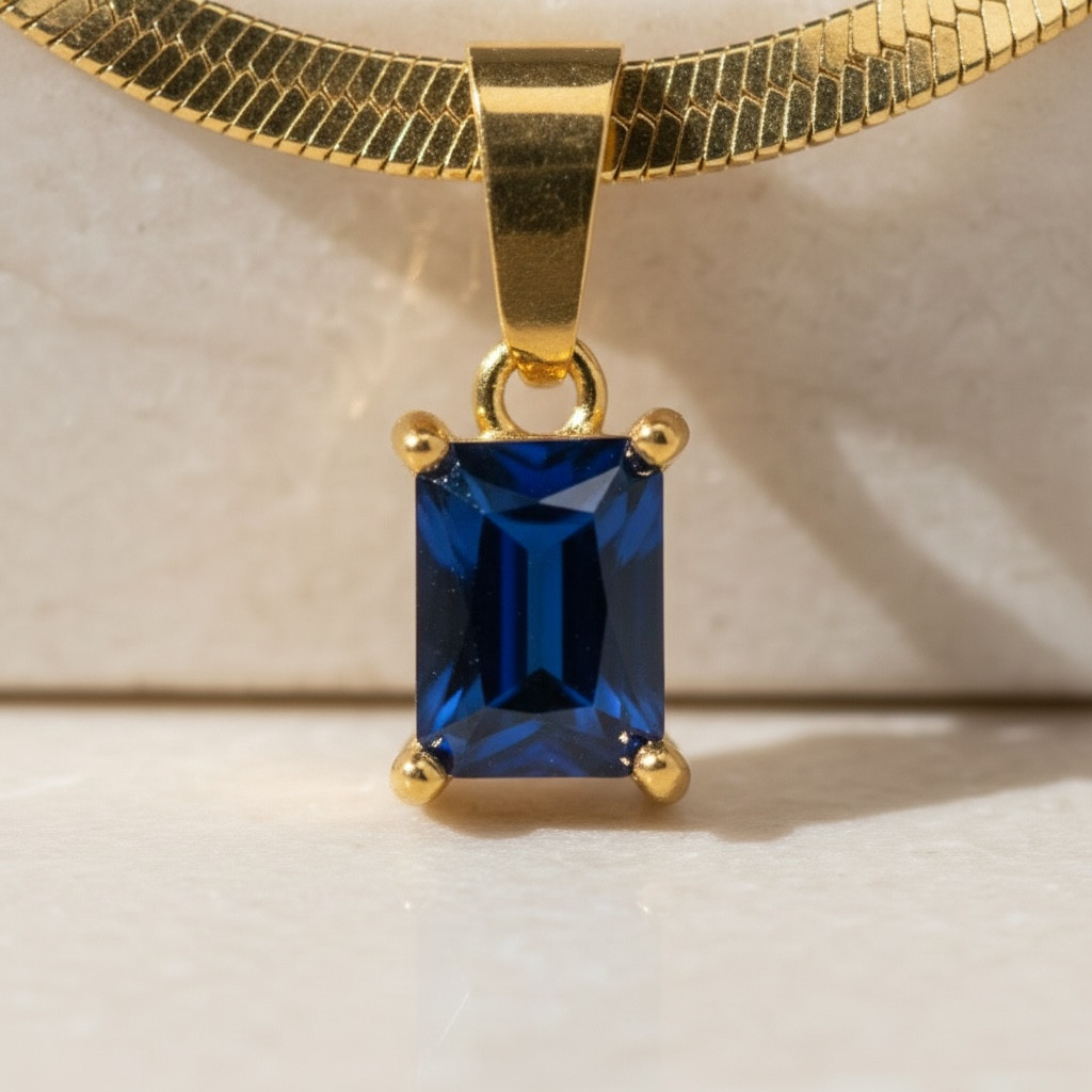 Diamond CZ Snake Chain – Emerald Cut Necklace | Dainty Herringbone | 18k Gold