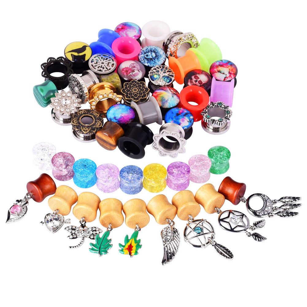 10pcs Ear Plugs Ear Gauges Random Mixed Style Ear Tunnels Choose Size 2g-5/8″