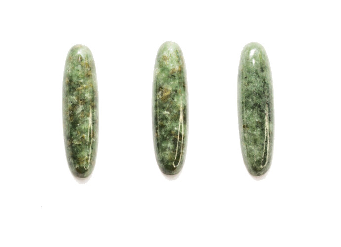 12 Vintage New 30x8mm WYOMING JADE Nephrite Cabochons. Made in Germany.