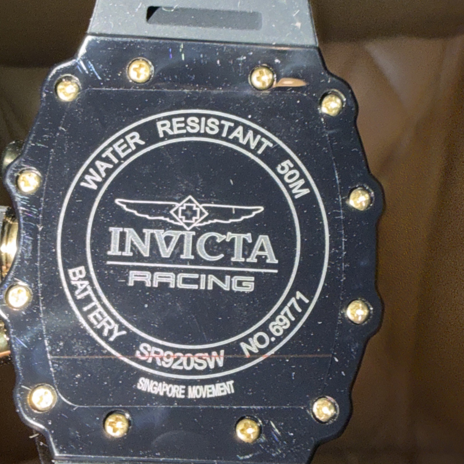 Invicta Racing Valxor 40mm Unisex Watch Black Gold Flame Fusion Crystal 69771