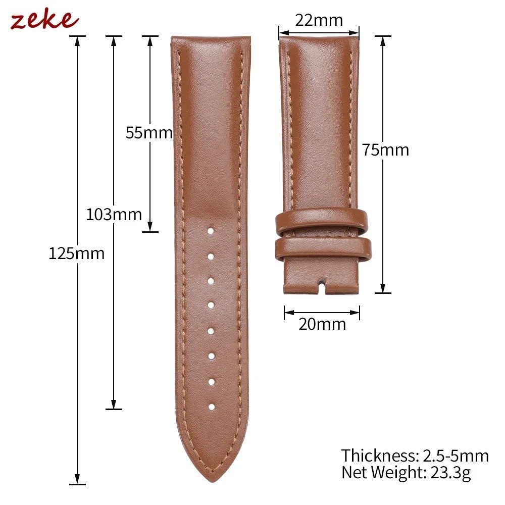 16mm 18mm 20mm 22mm 24mm Genuine Leather Wristband Watch Strap Band Bracelet
