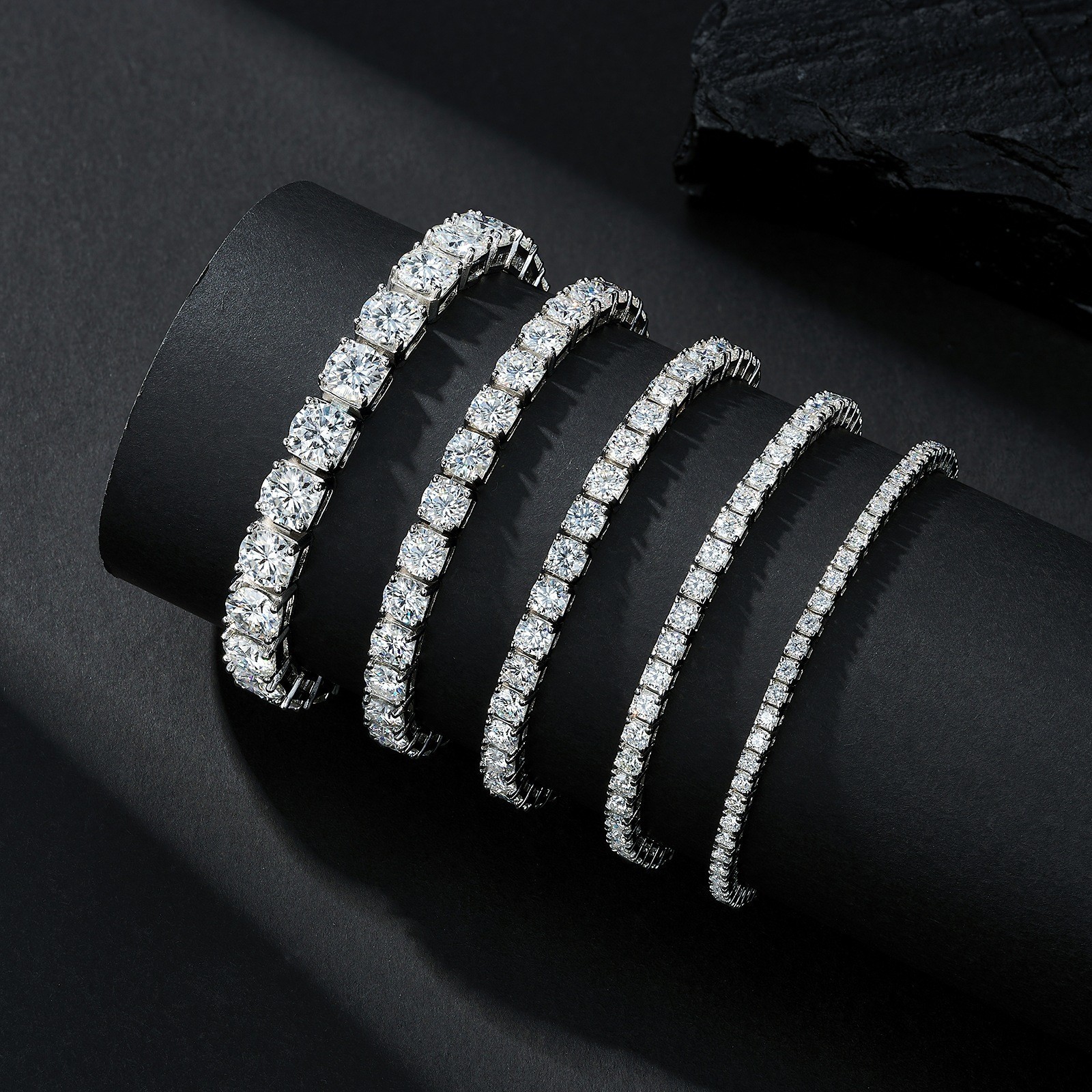 925 Sterling Silver 2-5mm D VVS Moissanite Tennis Bracelet Wedding Party Jewelry