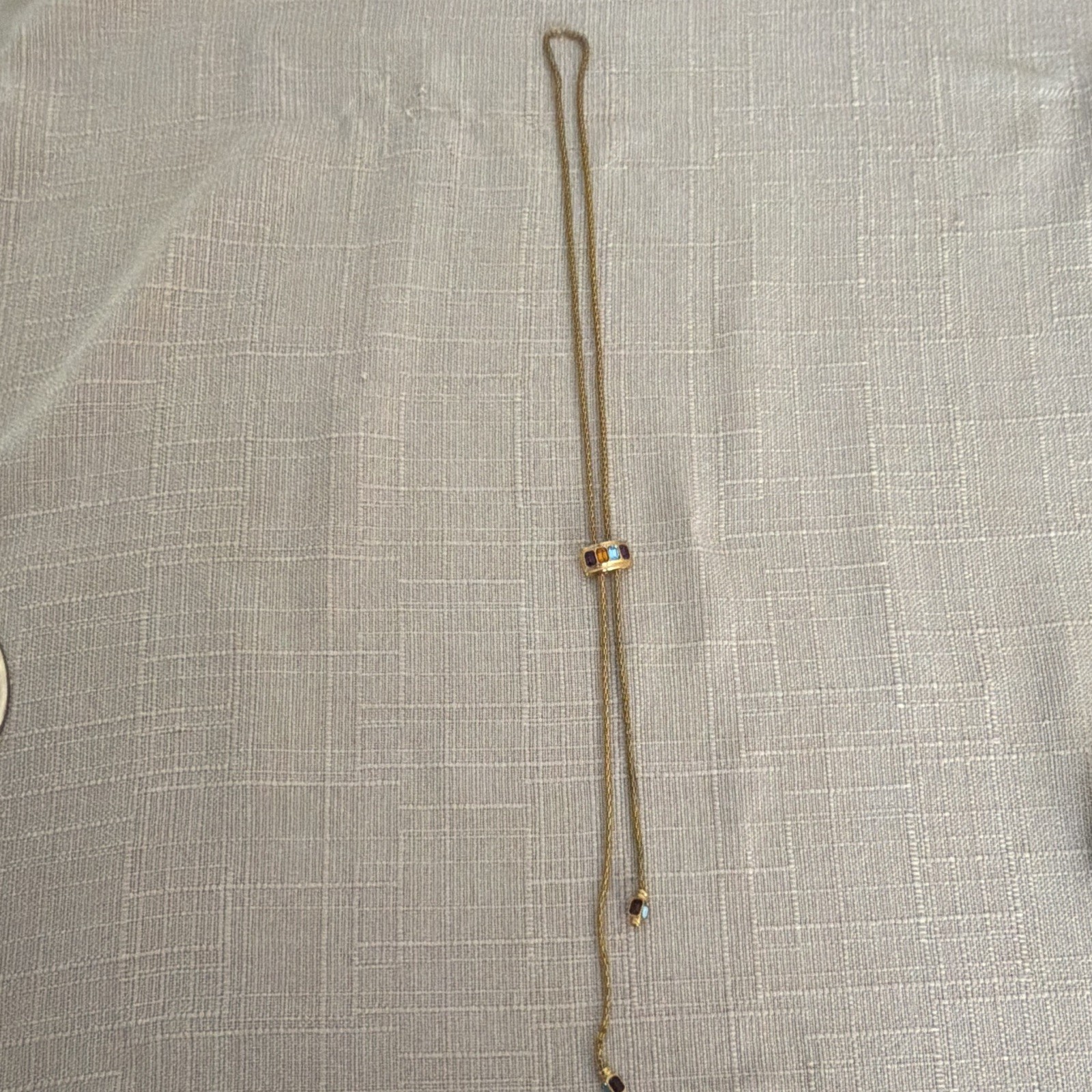 Gold Tone Yellow Gold Plated Adjustable Bolo Snake Chain Multicolor Crystal