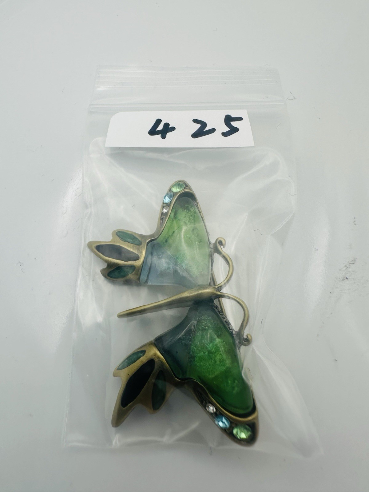 Enamel Resin Rhinestone Butterfly Brooch Pin