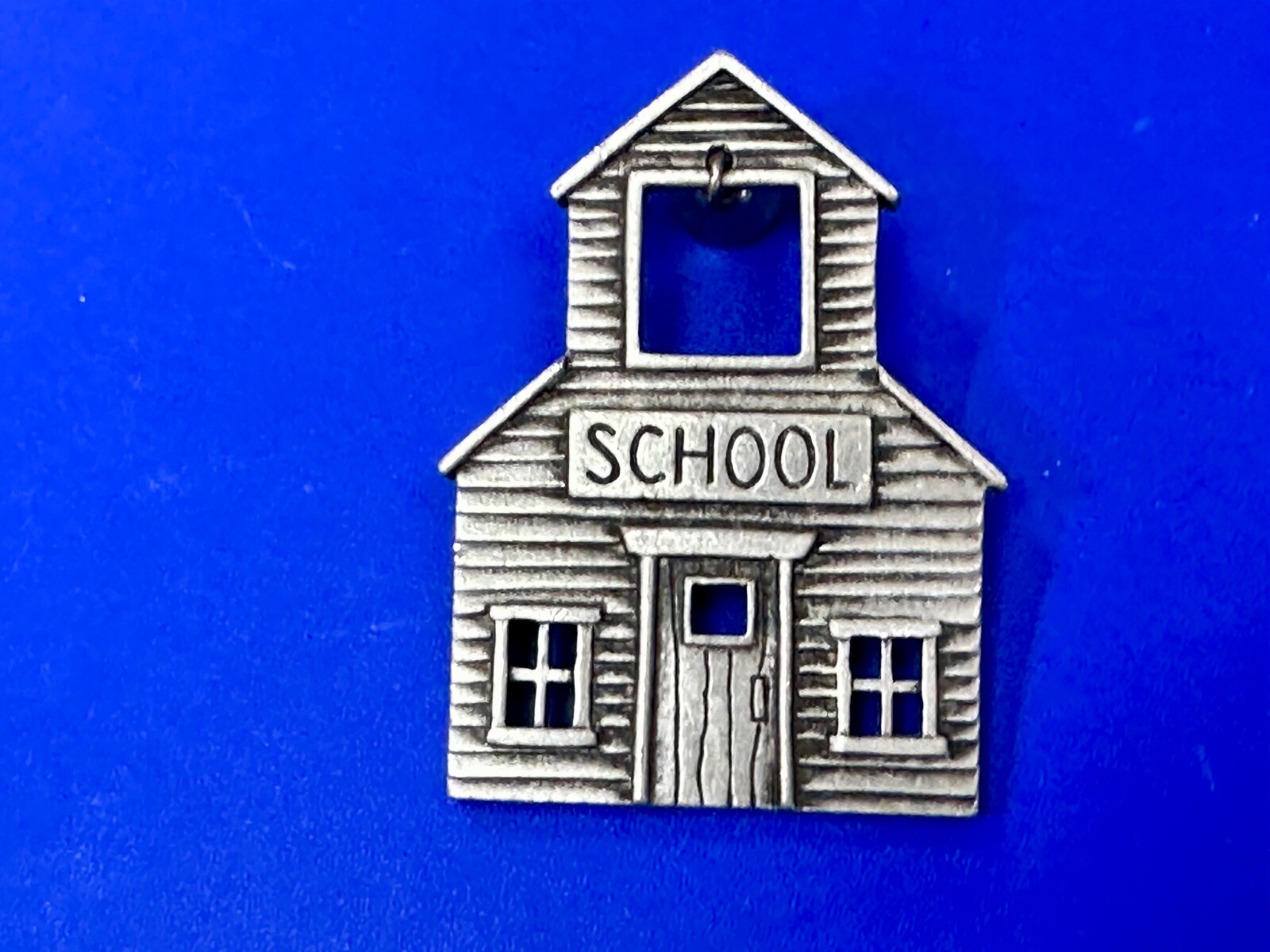 JJ Signed One Room School House With Dangle Bell Vintage Brooch Pin