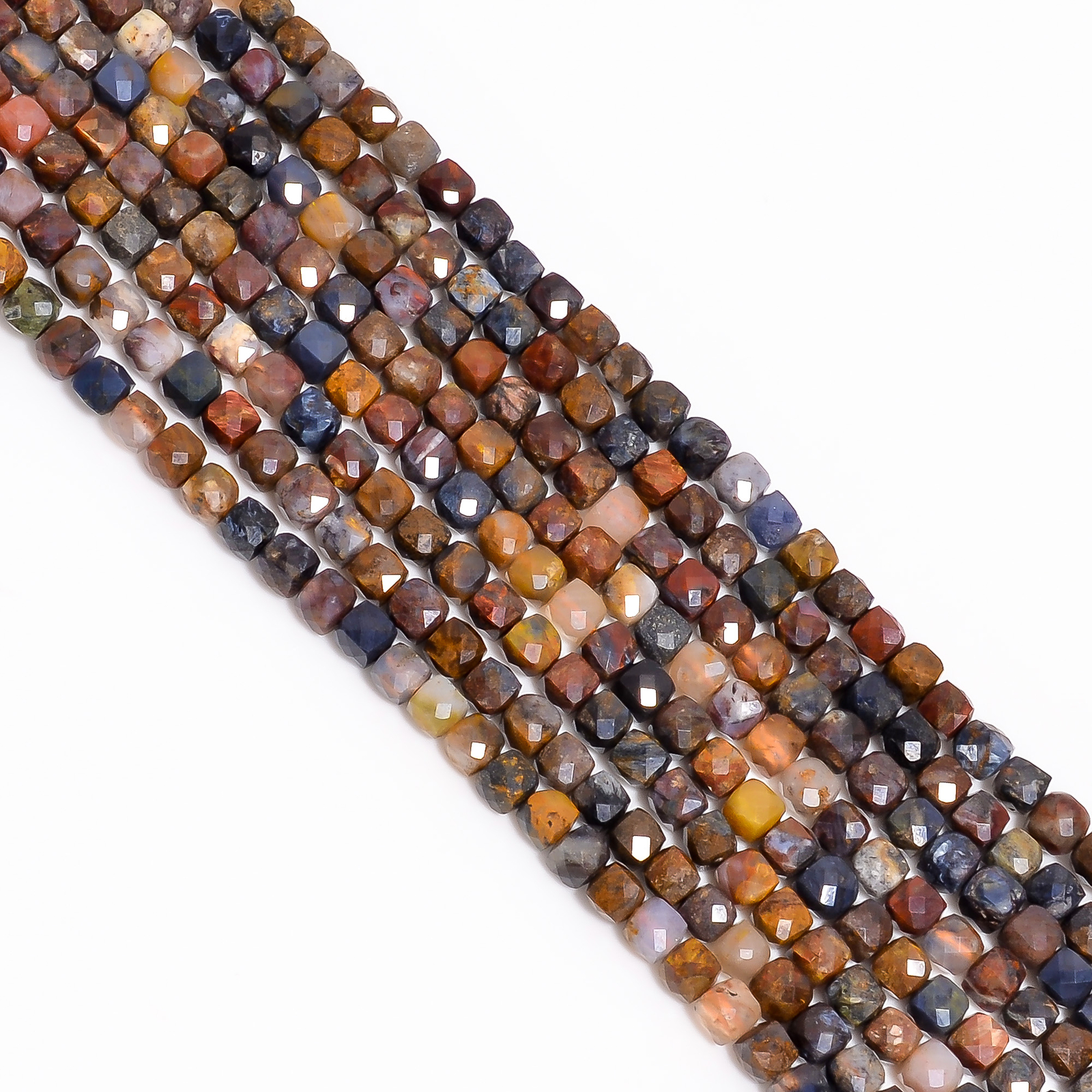 100% Natural Pietersite Gemstone Box Shape Faceted Beads 4X4 mm Strand 8″ EB-529