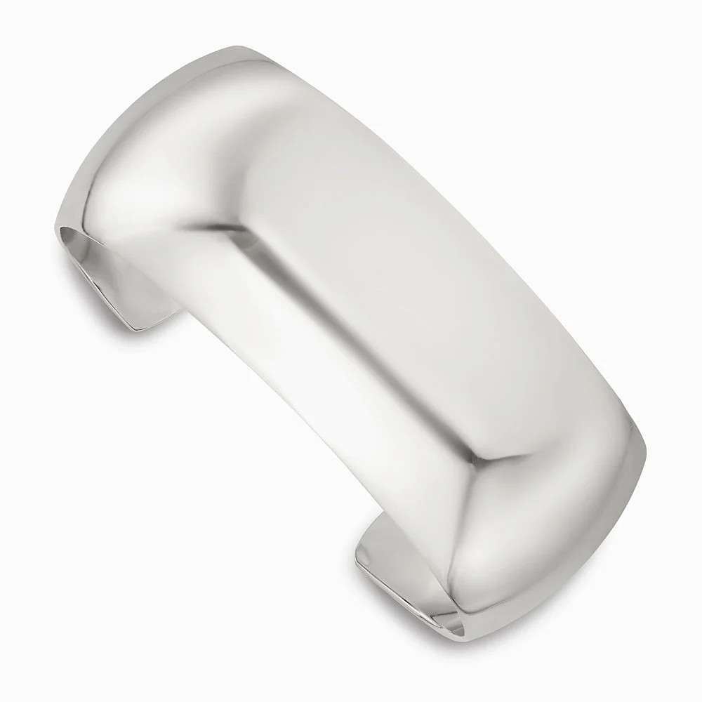 Sterling Silver Polished 25mm Domed Cuff Bangle