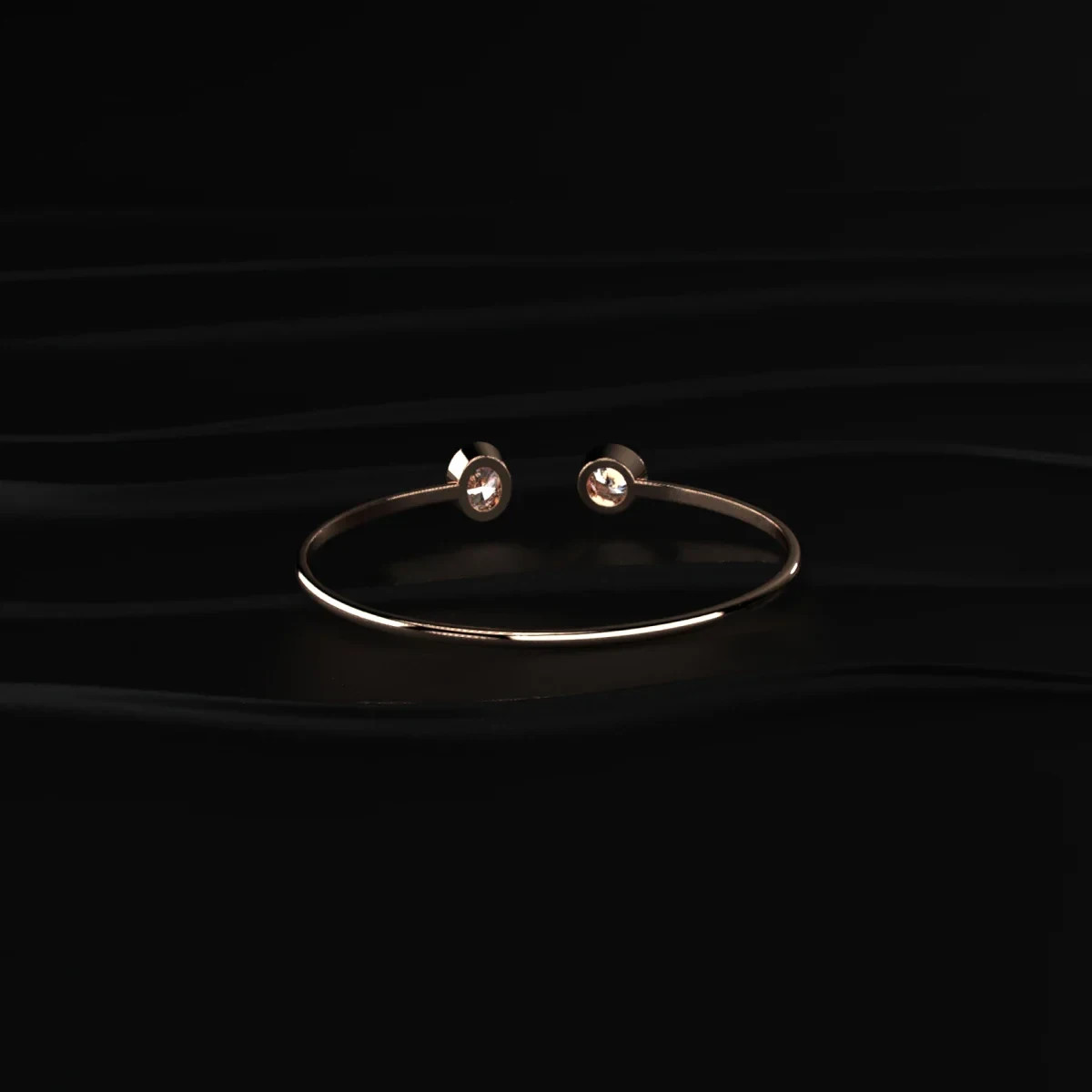 2Cttw Oval and Round Moissanite Toi et Moi Open Cuff Bracelet