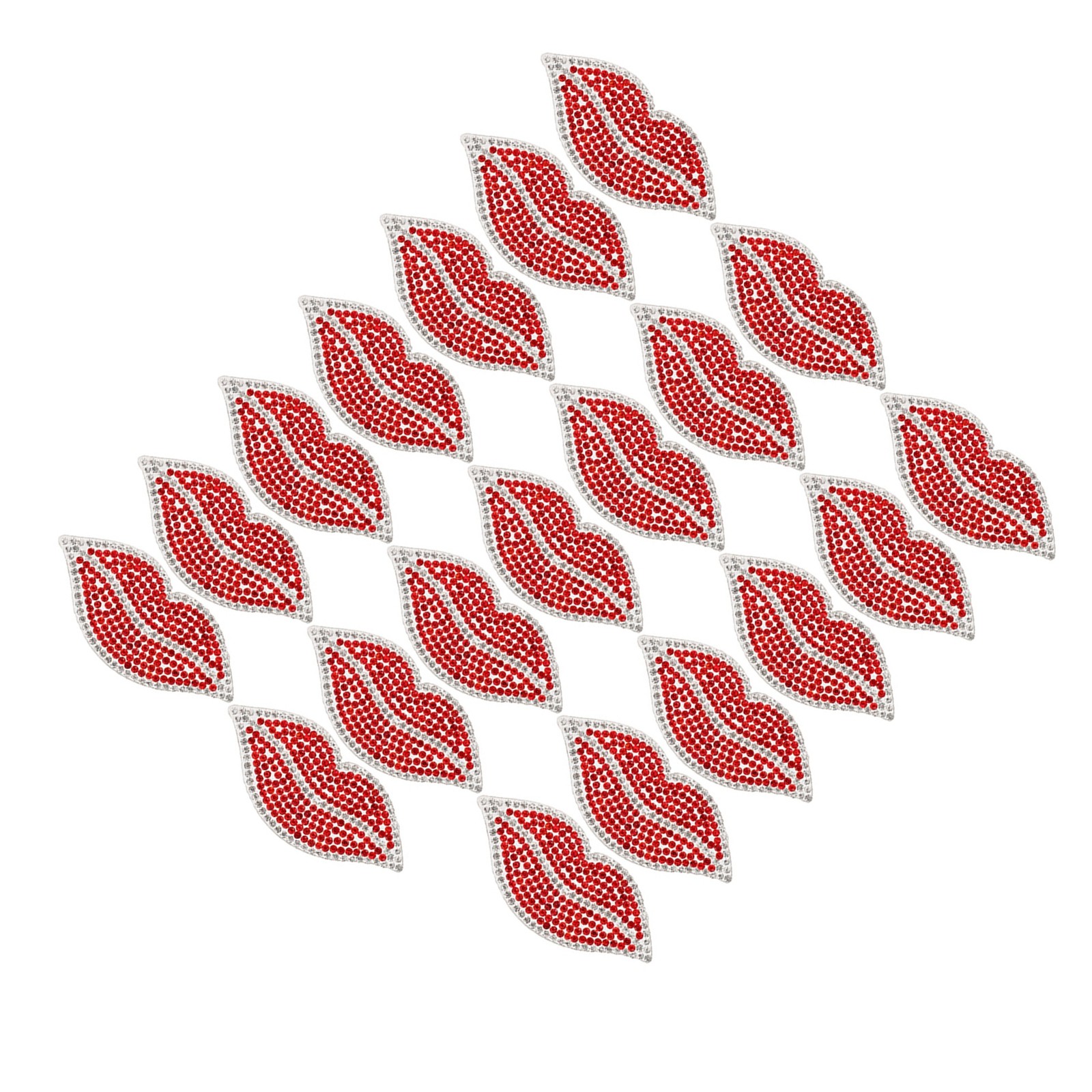 20Pcs Red Lip Rhinestones Resin Crystal Hot Pattern Clothing Decoration