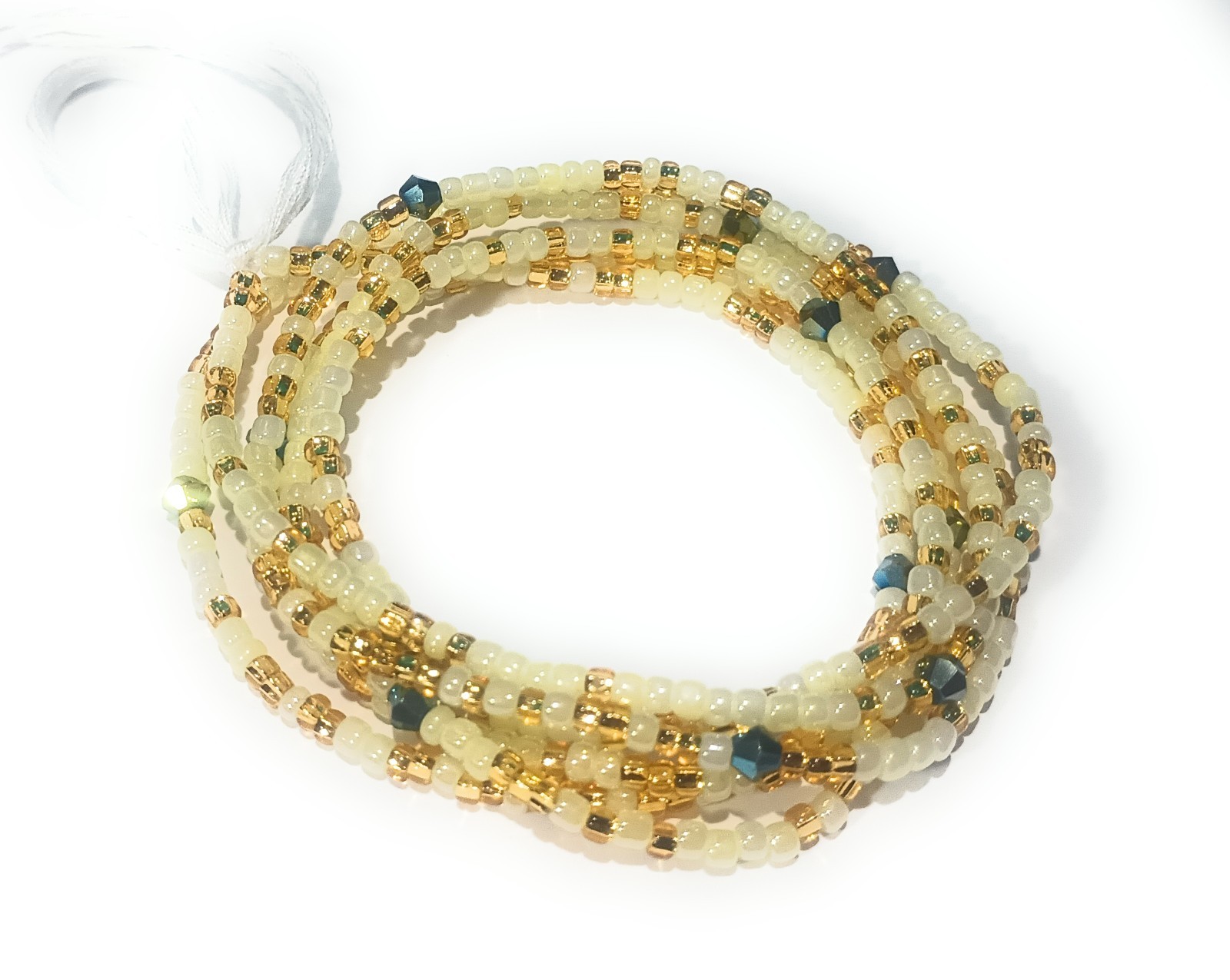 Multicolor Waist Beads with Diamond Shaped Accents, 45-Inch Tie-On Strand