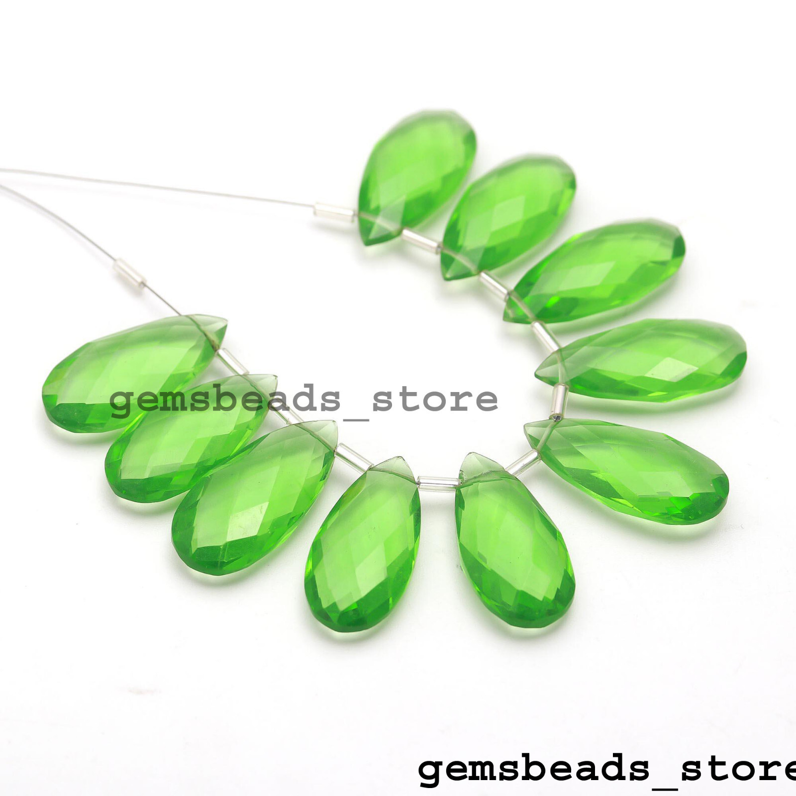 Chrome Diopside Gemstone Hydro Quartz Briolette Faceted 25x12MM 5 Matched Pairs
