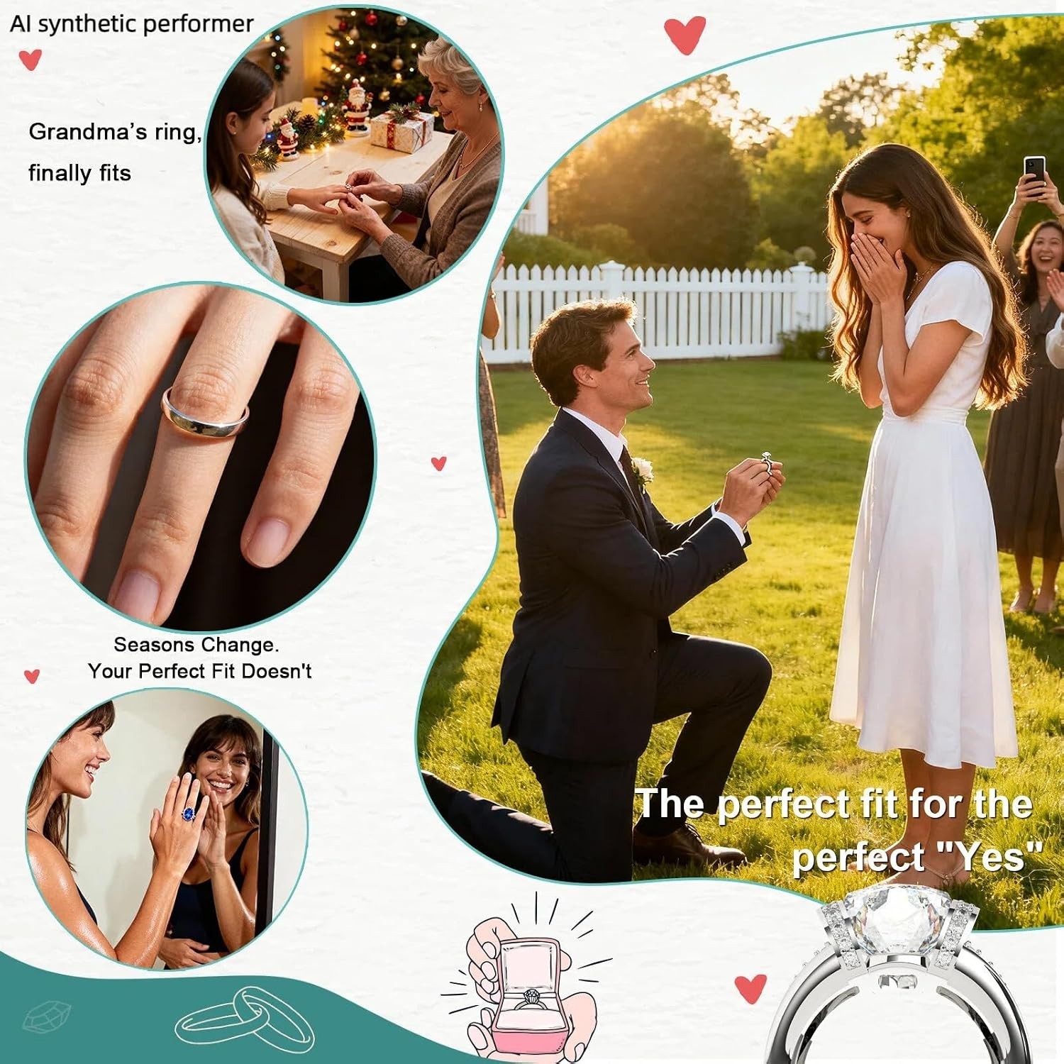 All-in-One Ring Sizing Kit: 36 Invisible Adjusters for Engagement & Weddings