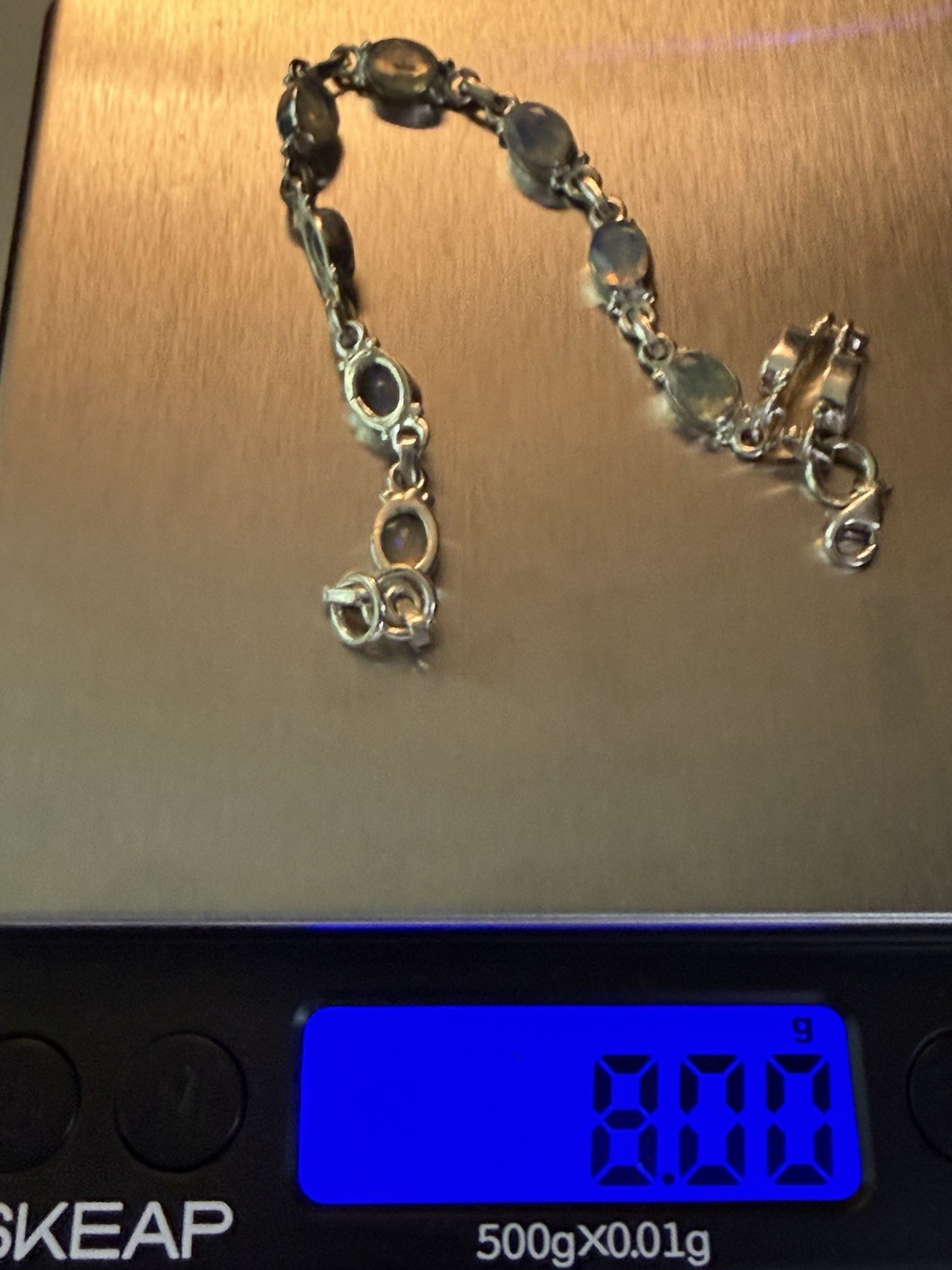 925 Sterling Silver Opal Link Bracelet – 7.5 Inches – Brand New