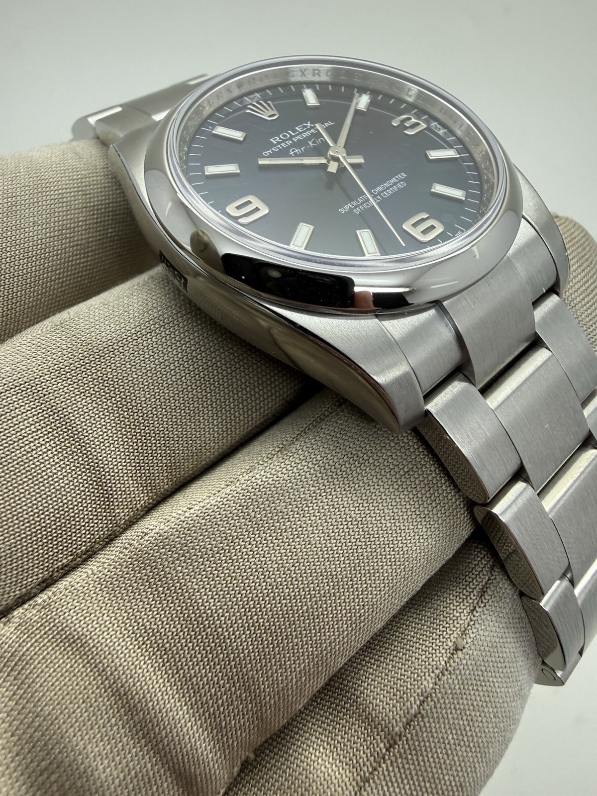 2012 Rolex Airking Oyster Perpetual Blue Dial Stickered NOS NEW 34mm 114200 B+P