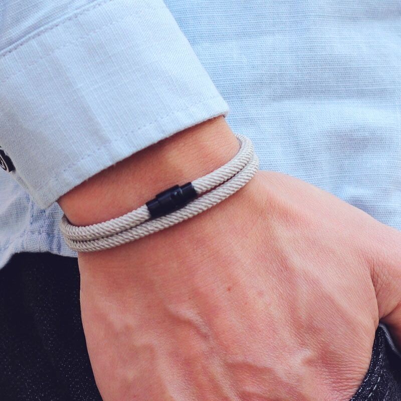 Men’s Rope Bracelet Double Layer Simple Style Thread Fabric Casual Accessory