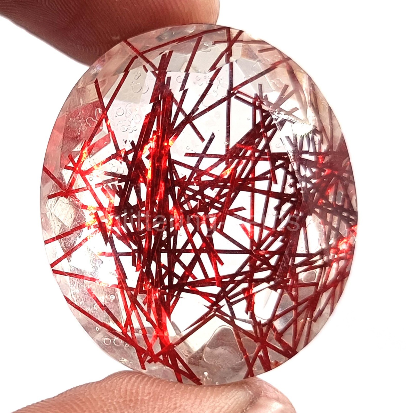 Oval Cut 101.60Ct Red Rutilated Quartz Certified Transparent Loose Gemstone 5AIZ
