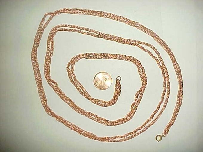 VINTAGE COPPER COATED STEEL DOUBLE CURB 3mm. TWIST CHAIN 42″ DECO NECKLACE N55