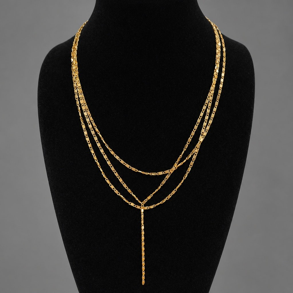 Sugarfix by BaubleBar gold tone triple layer lariat Y necklace